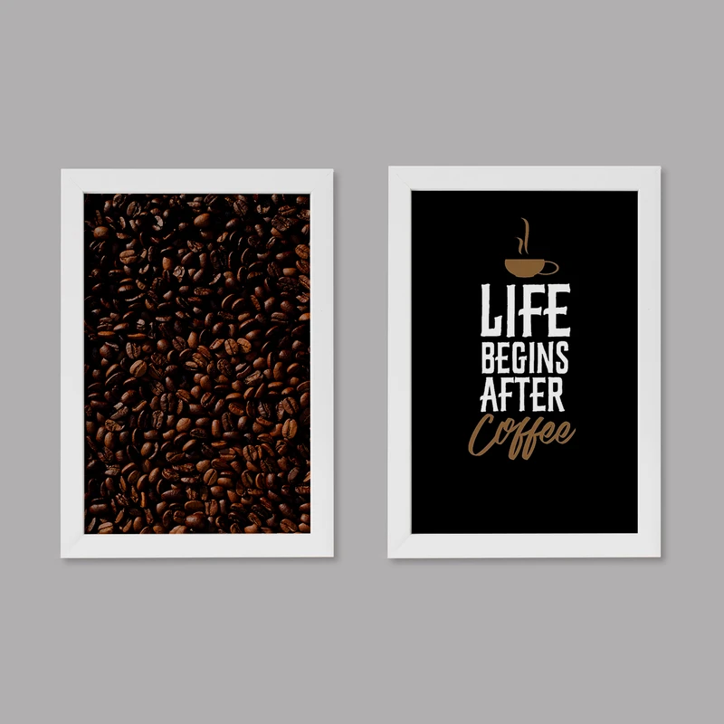 تابلو خندالو مدل دکوراتیو قهوه Coffee کد M34 مجموعه 2 عددی