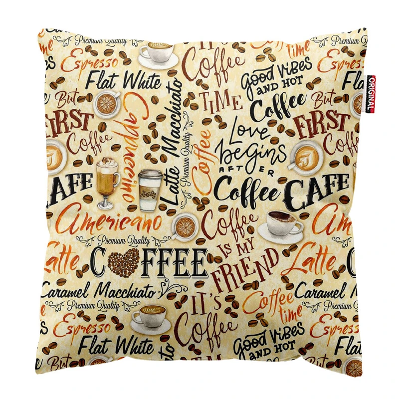  کوسن پاد آفرین طرح قهوه کافی کافه coffee کد 4030 سایز 30*30 سانتی متر