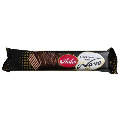ویفر با کرم کاکائو تلخ و روکش کاکائو تلخ با پودر بادام زمینی آیدین - 45 گرم بسته 20 عددی