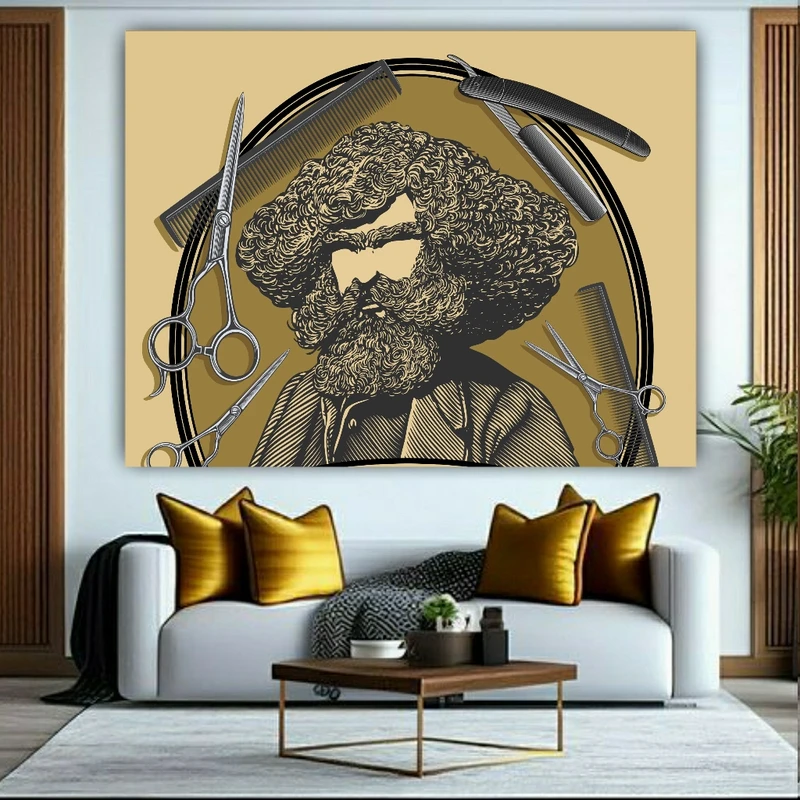 تابلو بوم طرح مخمل آرایشگاه مردانه کد GR1254