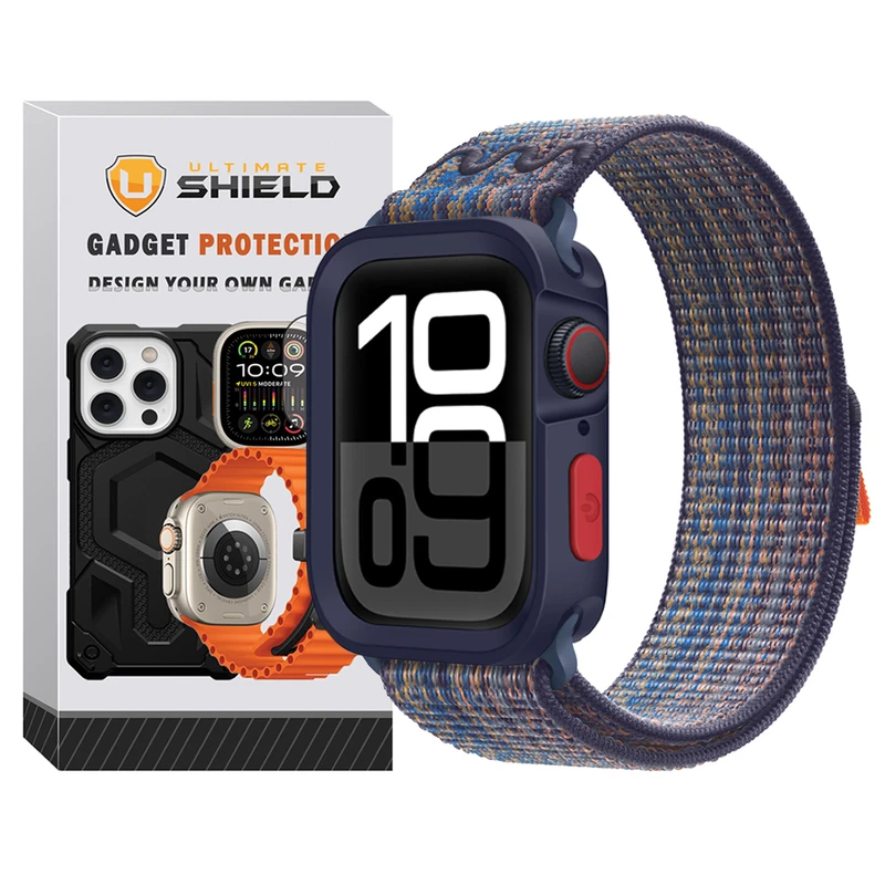 بند آلتیمیت شیلد مدل Hyper Defender مناسب برای اپل واچ 45 mm سری 9 به همراه کاور