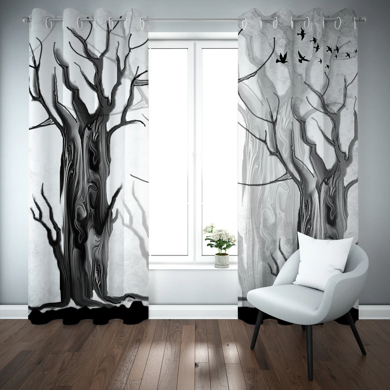 پرده مدل درخت P2-148 سایز 140x280 سانتی متر