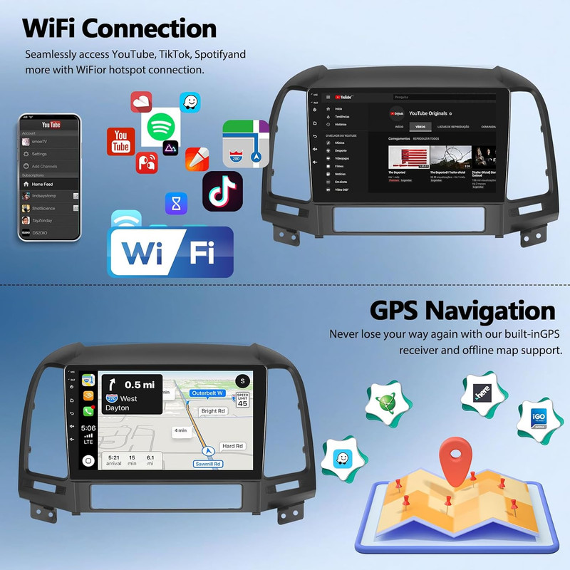 پخش کننده تصویری خودرو مدل Burmester مناسب برای سانتافه