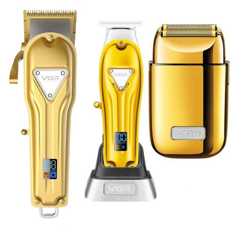 ماشین اصلاح موی سر و صورت وی جی آر مدل gold مجموعه 3 عددی