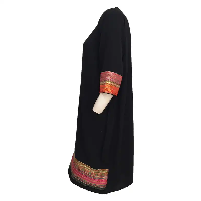 مانتو زنانه مدل نخی ابر و بادی سوزندوزی هندی کد tm-2705 رنگ مشکی