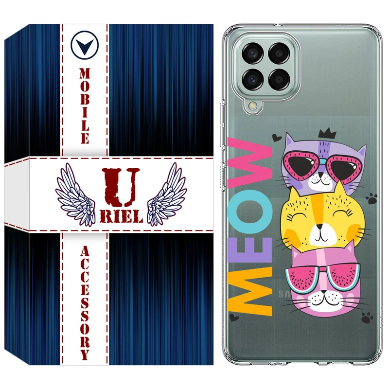کاور یوریل قاب مدل Clear کد 57 طرح گربه مناسب برای گوشی موبایل سامسونگ Galaxy A12 / A12 Nacho / M12 / F12