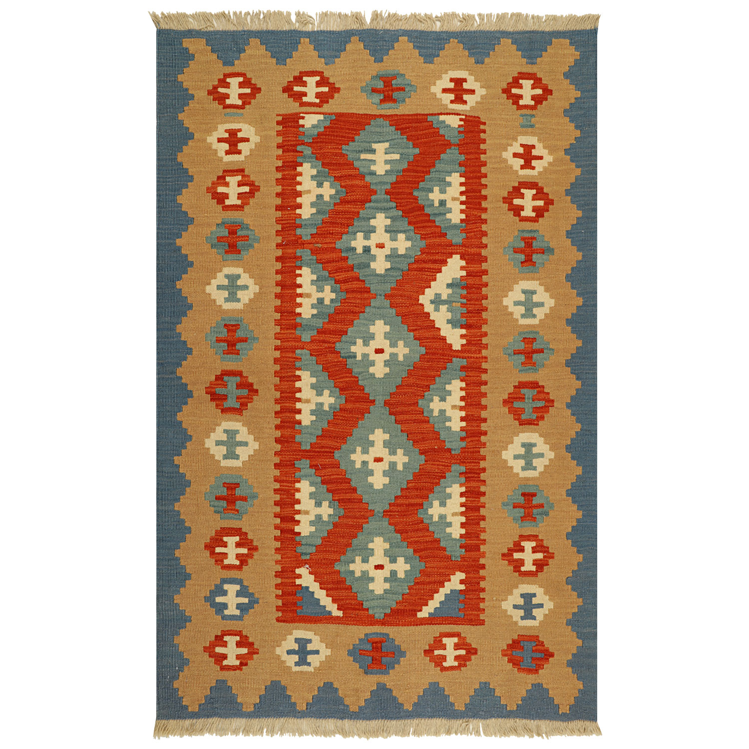 گلیم دستبافت یک و نیم متری مدل قشقایی کد 999076