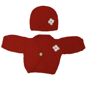 ست ژاکت و کلاه بافتنی نوزادی مدل 01
