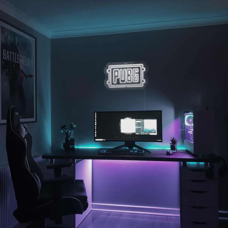 چراغ دیواری نئون دیزاین طرح Pubg-Logo_WHT