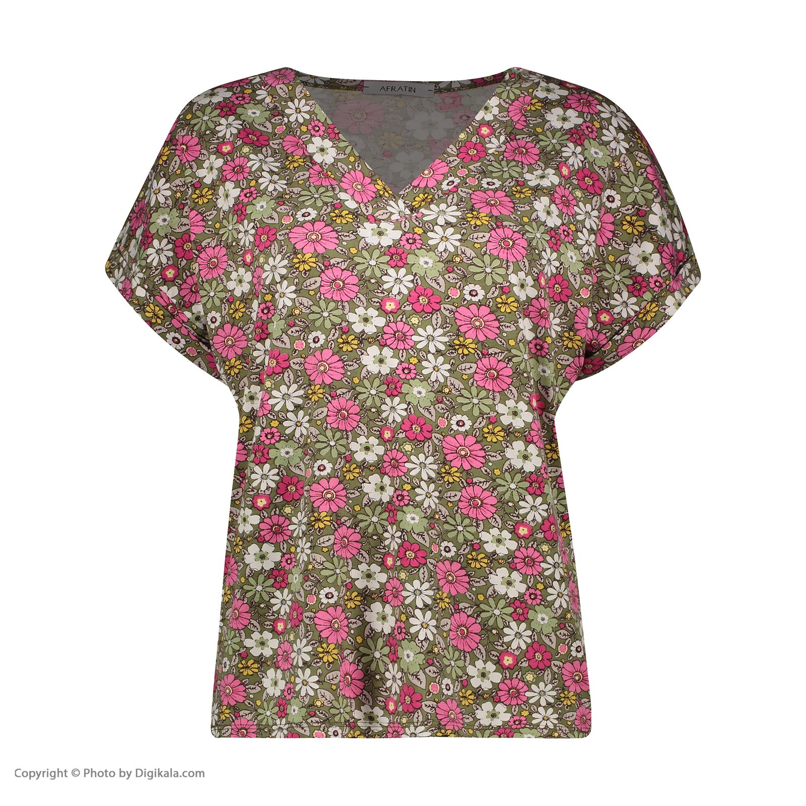 تی شرت آستین کوتاه زنانه افراتین مدل 2590 گلدار -  - 3