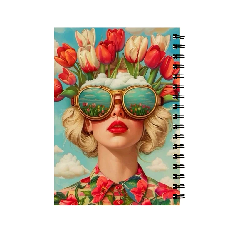 دفتر مشق 50 برگ مدل دختر و گل رز کد 482