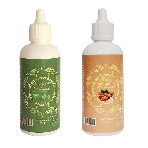 روغن تقویت کننده مو، مژه و ابرو مرهم یاب مدل بادام تلخ و چای سبز حجم 80 میلی لیتر مجموعه 2 عددی روغن تقویت کننده مو، مژه و ابرو مرهم یاب مدل بادام تلخ و چای سبز حجم 80 میلی لیتر مجموعه 2 عددی