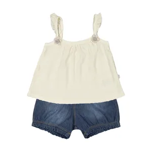 ست تاپ و شلوارک نوزادی دخترانه فیورلا کد 2053