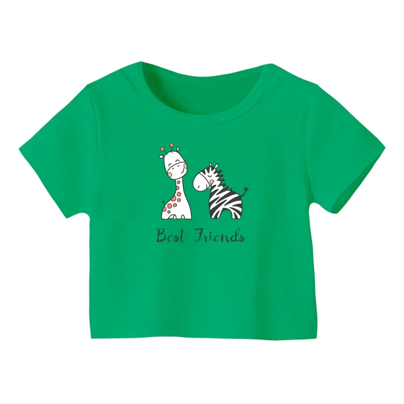 کراپ‌ تی‌شرت آستین کوتاه زنانه مدل زرافه کد ۱۳