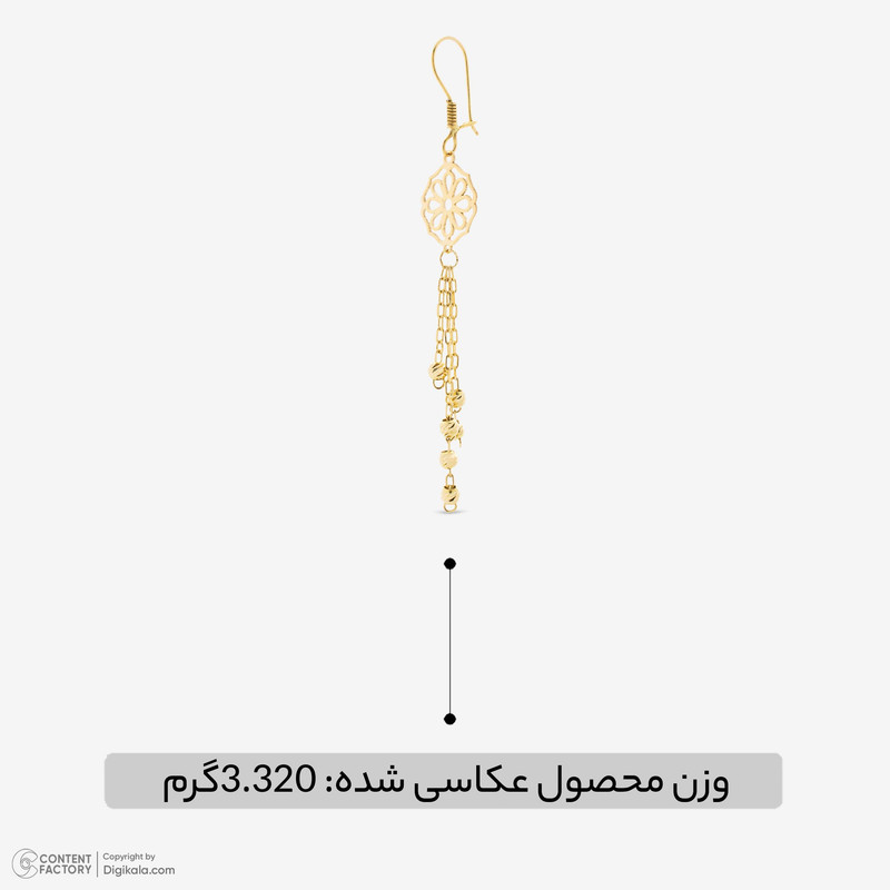 گوشواره عصایی طلا 18 عیار زنانه نگین مدل 48 - 5
