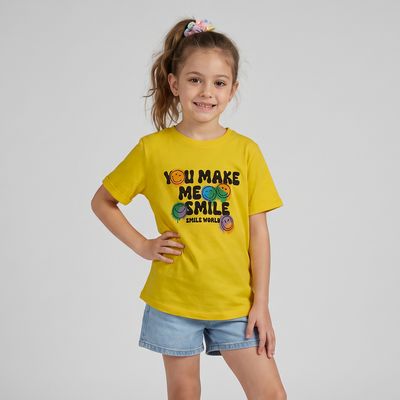 تی شرت دخترانه و پسرانه پنبه زیروتن مدل Smile
