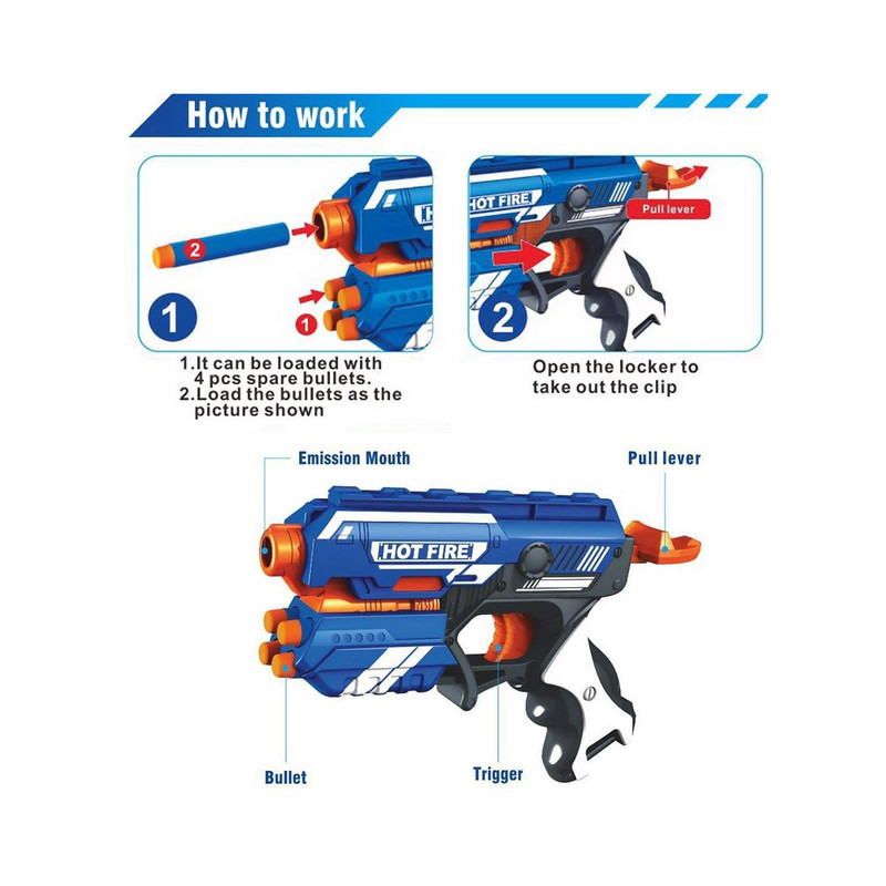 تفنگ بازی مدل blaze storm manual soft bullet gun کد 1660