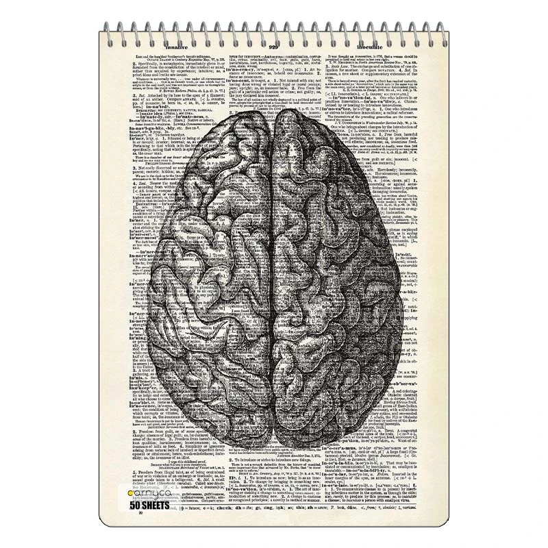 دفتر نقاشی 50 برگ سیمی کارنیکا طرح روزنامه وینتج مغز Vintage Newspaper Brain کد 23610
