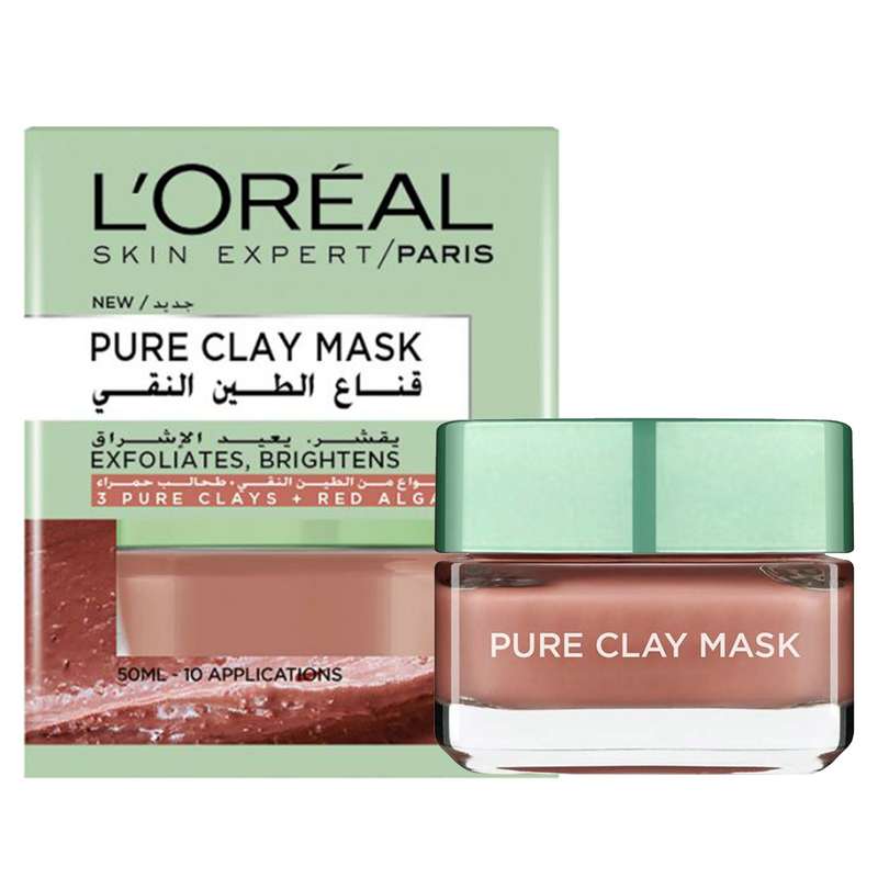 ماسک صورت لورآل مدل  Pure Clay Exfoliates & Brightens  حجم 50 میلی لیتر