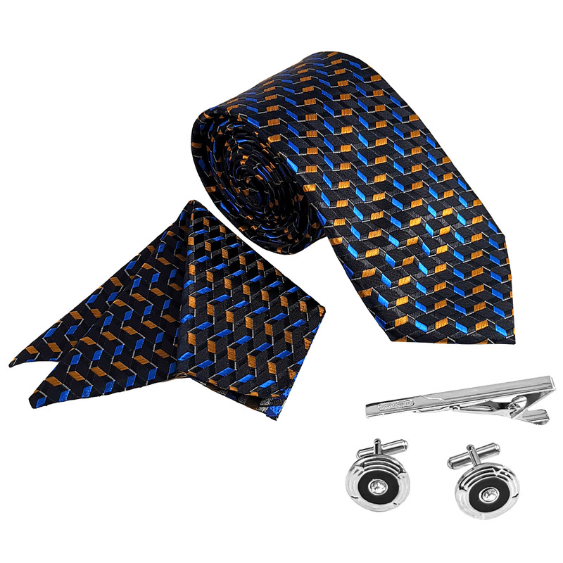 ست کراوات و دستمال جیب و دکمه سردست و گیره کراوات مردانه مدل 522