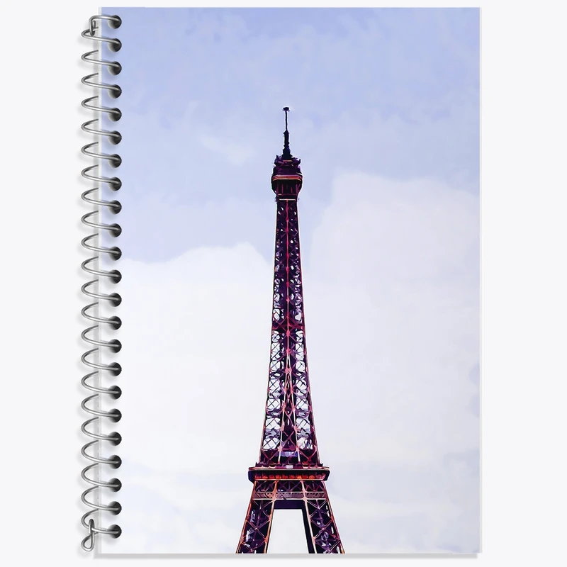 دفتر زبان 50 برگ خندالو مدل سه خط طرح برج ایفل کد F1812