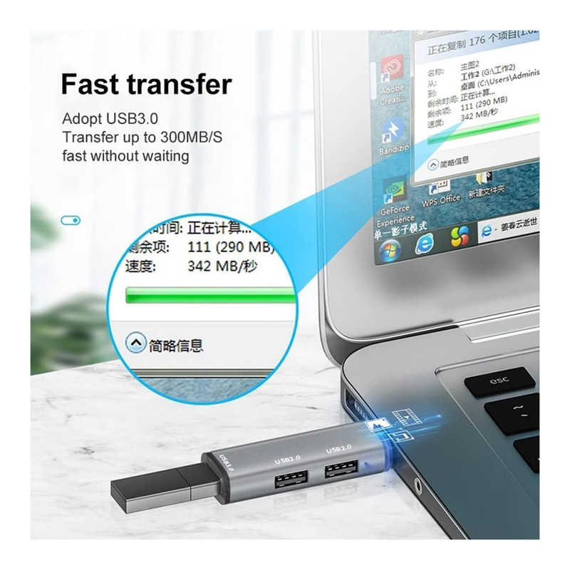 هاب 3 پورت USB-C/USB3.0 مجنتیک مدل ADS-302C