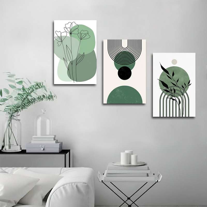 تابلو شاسی بکلیت طرح مدرن نقاشی مینیمال مدل SH-3074 مجموعه 3 عددی