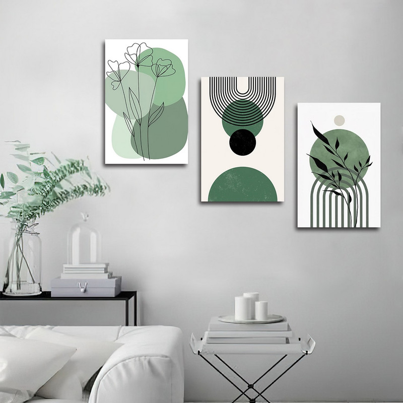 تابلو شاسی بکلیت طرح مدرن نقاشی مینیمال مدل SH-3074 مجموعه 3 عددی