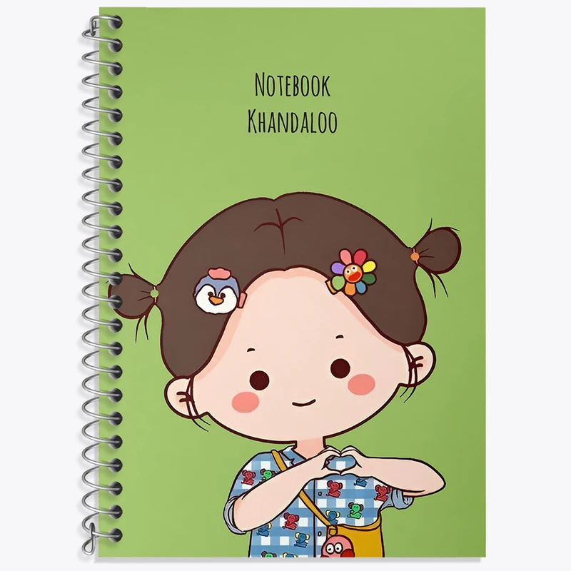 دفتر زبان 50 برگ خندالو مدل سه خط طرح دخترانه کیوت کد N4158