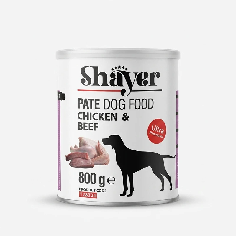 کنسرو غذای سگ شایر مدل chicken and beef 2 وزن 800 گرم