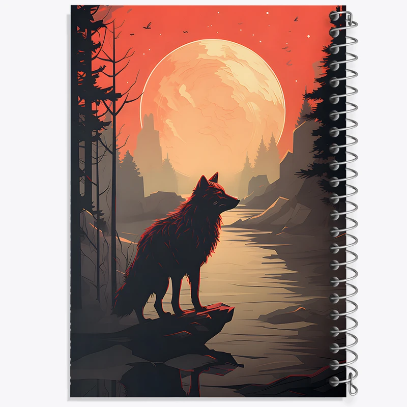 دفتر شطرنجی 50 برگ خندالو طرح گرگ و ماه کد N4500