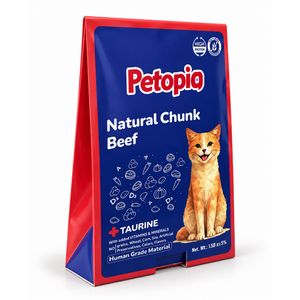 پوچ گربه پتوپیا مدل Natural Chunk طعم گوشت گاو وزن ۱۸۵ گرم