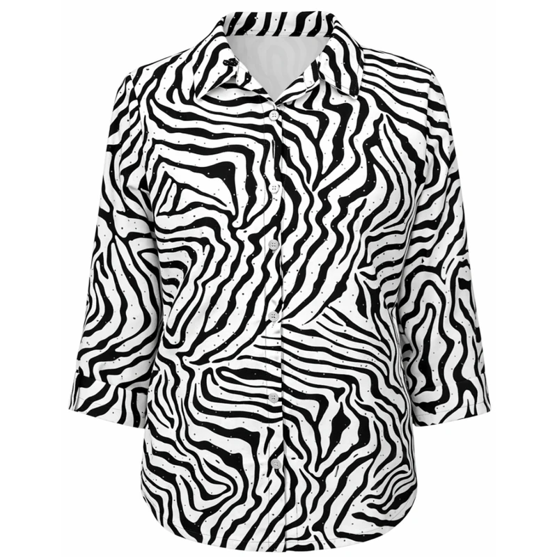 شومیز آستین سه ربع یقه برگردان زنانه مدل 112854