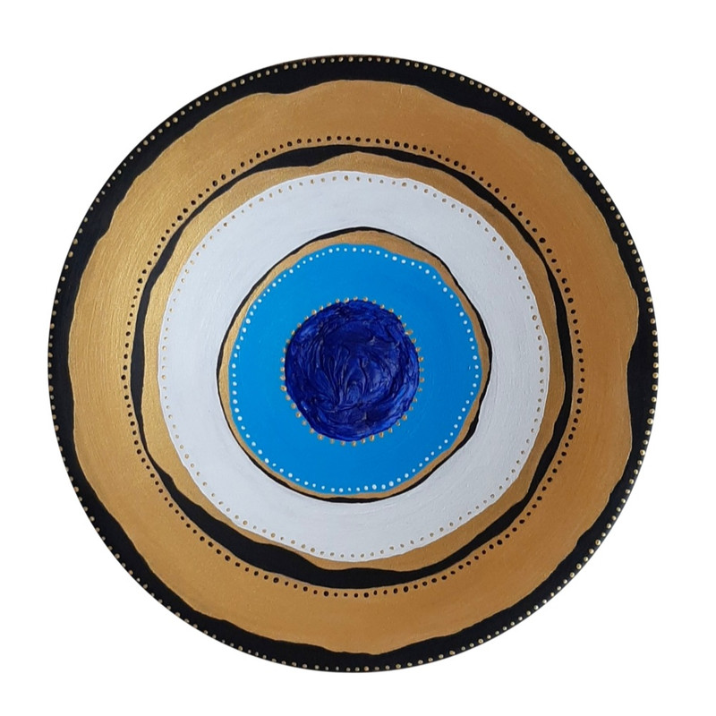 بشقاب دیوار کوب سفالی مدل چشم و نظر