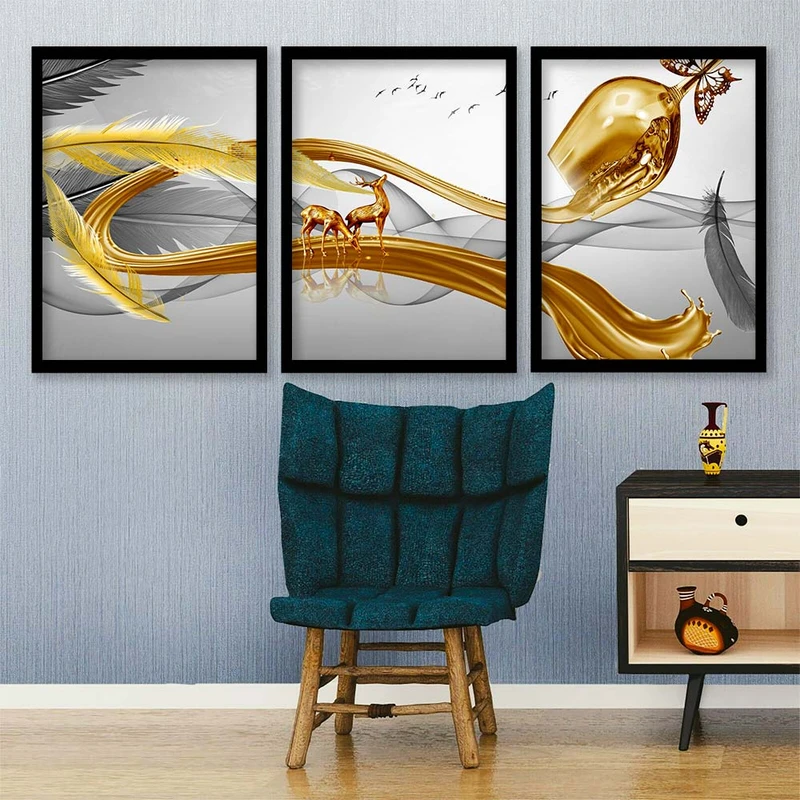 تابلو صبا مدل دکوراتیو مدرن کد B1212 مجموعه 3 عددی