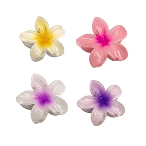 کلیپس مو زنانه مدل گل پلومریا بسته 4 عددی