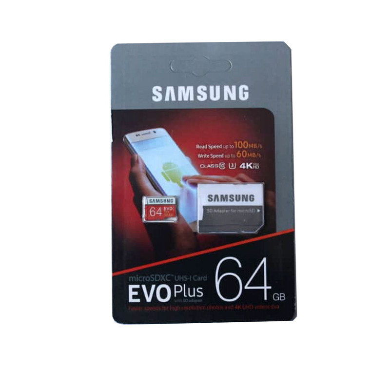 کارت حافظه microSDXC مدل Evo Plus کلاس 10 استاندارد UHS-I U3 سرعت 100MBps ظرفیت 64گیگابایت به همراه آداپتور SD