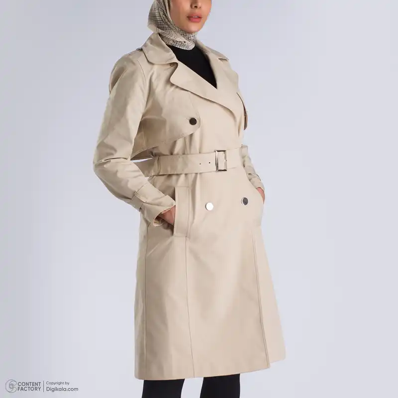 بارانی زنانه عصر جدید مدل 3515-2 رنگ کرم روشن