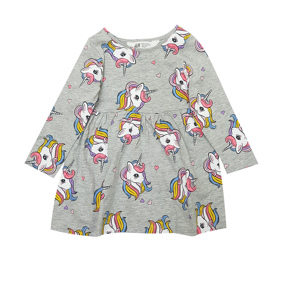 پیراهن دخترانه اچ اند ام مدل اسب تک شاخ 1