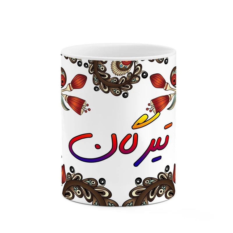 ماگ کاکتی مدل اسم تیرگان طرح سنتی گل و بته کد mgh44619