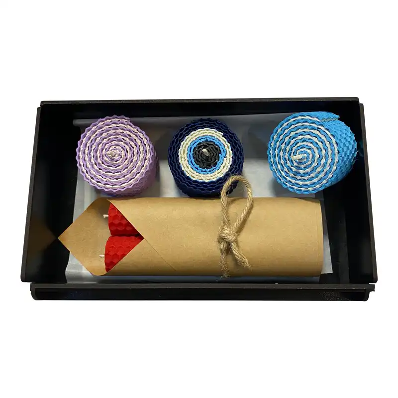 شمع بیزوکس کوچینو مدل موم عسل بسته 5 عددی