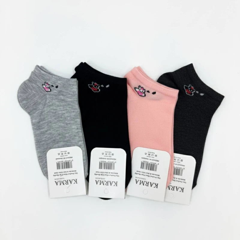 جوراب ساق کوتاه زنانه مدل خرسی بسته 4 عددی