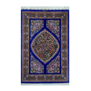فرش دستبافت ذرع و چارک مدل تمام ابریشم قم کد 51582
