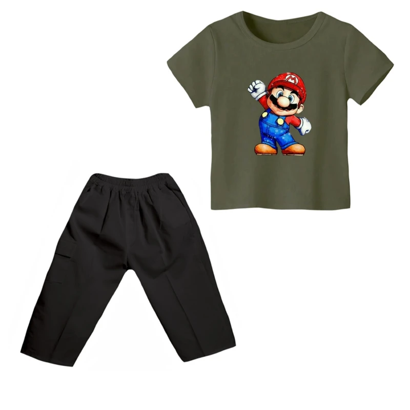 ست تی شرت و شلوارک پسرانه مدل ماریو کد ۸