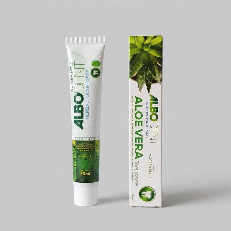 خمیر دندان آلبودنت مدل aloevera حجم 50 میلی لیتر