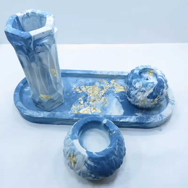 ست 4 تکه جاشمعی و گلدان کد 275