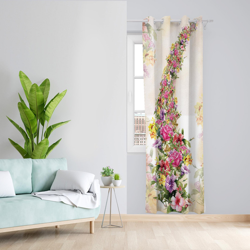 پرده مدل  مخمل پانچی طرح گل کد 1034 سایز 140x200 سانتی متر