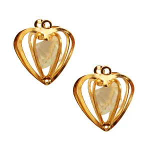 آویز گردنبند زنانه مدل قلب عاشق نگین دار کد AD 595 مجموعه 2 عددی