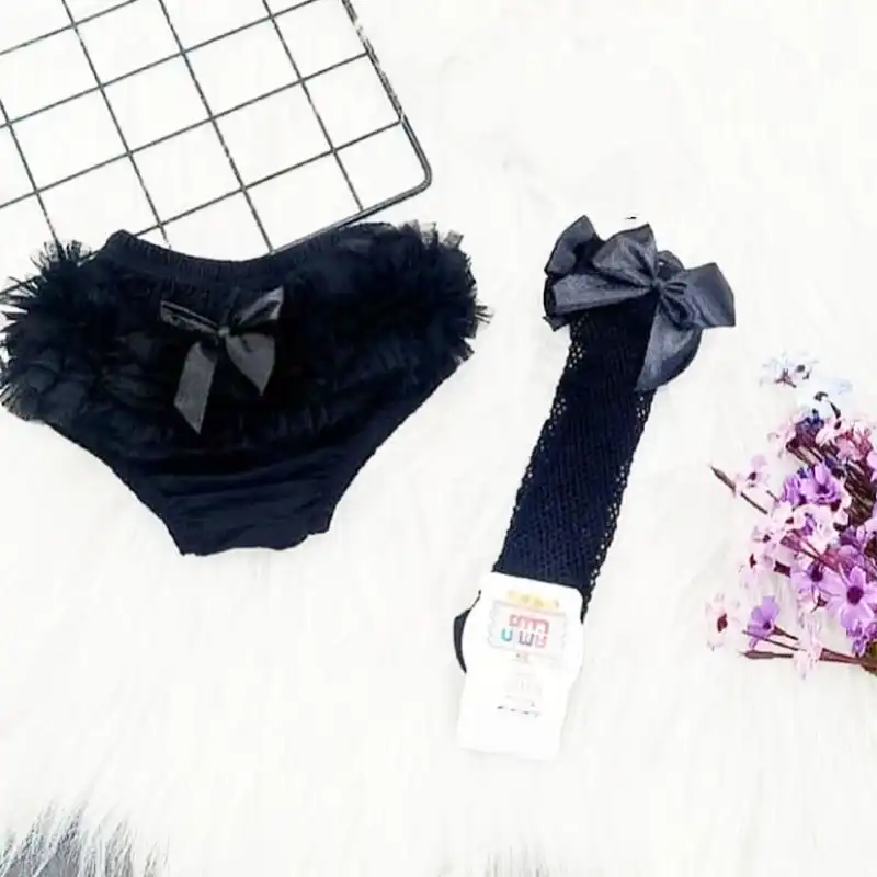 ست شورت و جوراب نوزادی مدل پرنسس رنگ مشکی