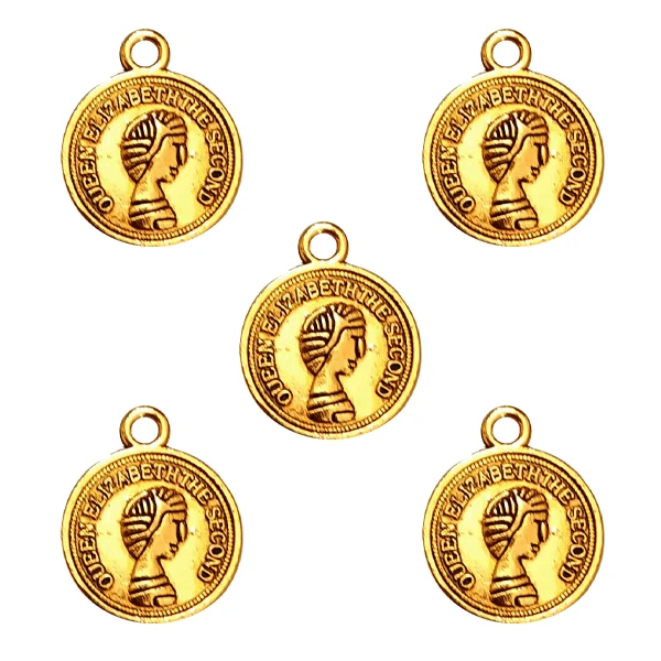 آویز دستبند طرح سکه الیزابت کد AD 140 بسته 5 عددی